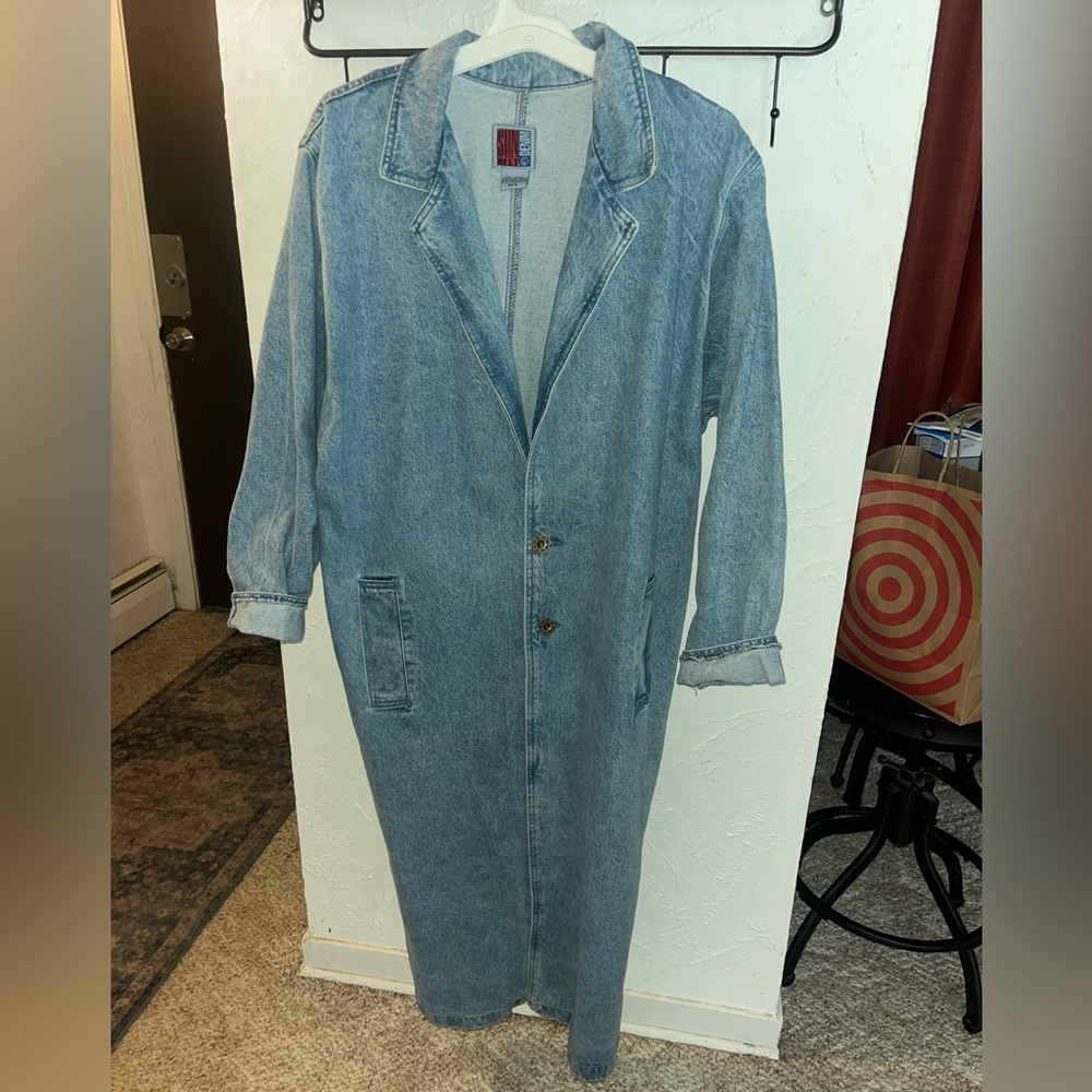 Vintage 90s Sunbelt Denim Long Trench Coat